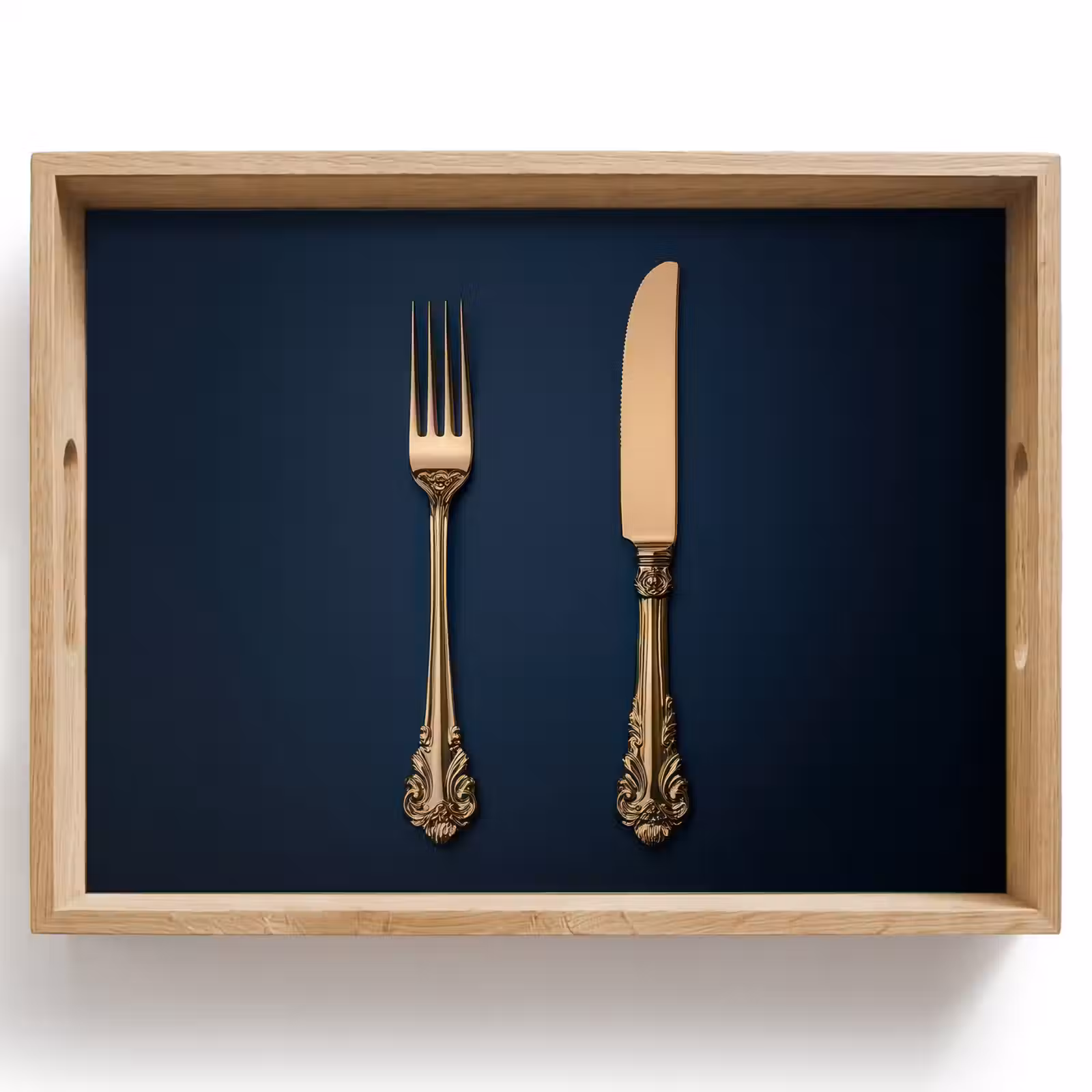 Tablett - Besteck - Dunkelblau - Gold — 1