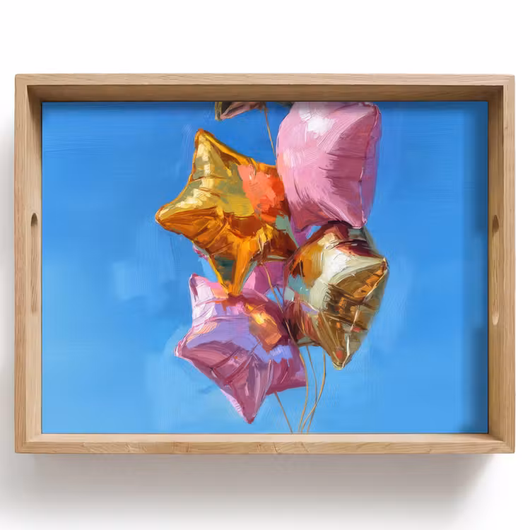 Tablett - Ballons - Gold - Sternförmig - Rosa — 1