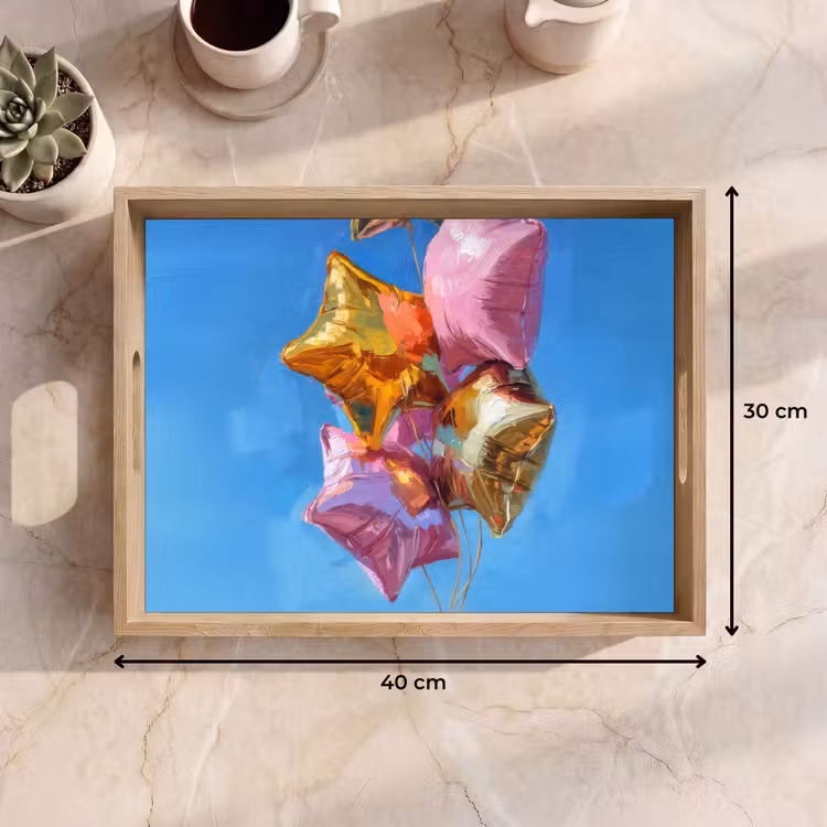 Tablett - Ballons - Gold - Sternförmig - Rosa — 7