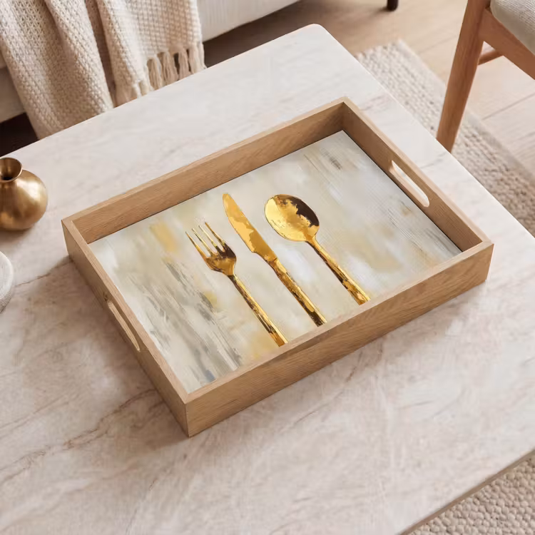Tablett - Farbe - Gold - Besteck — 2