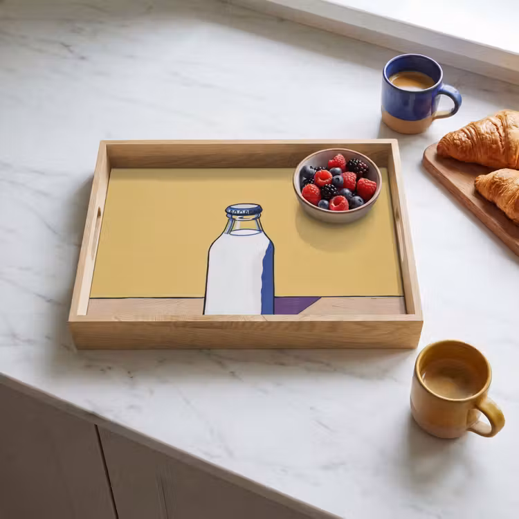 Tablett - Gläser - Flasche - Illustration - Milch — 3