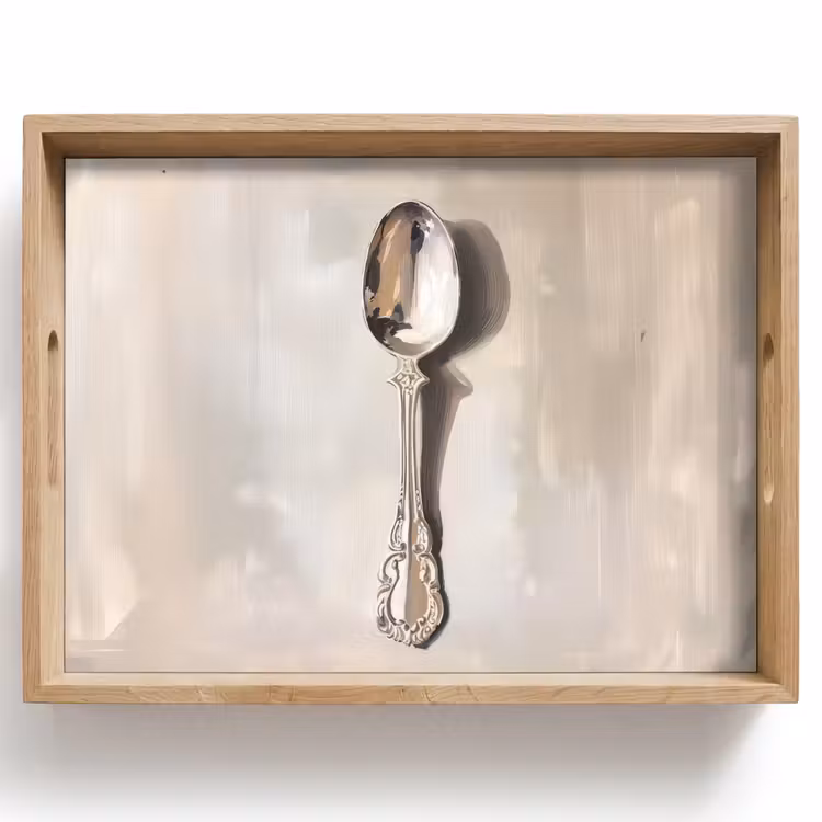 Tablett - Löffel - Farbe - Silber — 1