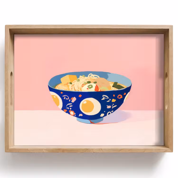 Tablett - Nudeln - Schüssel - Blau - Illustration — 1