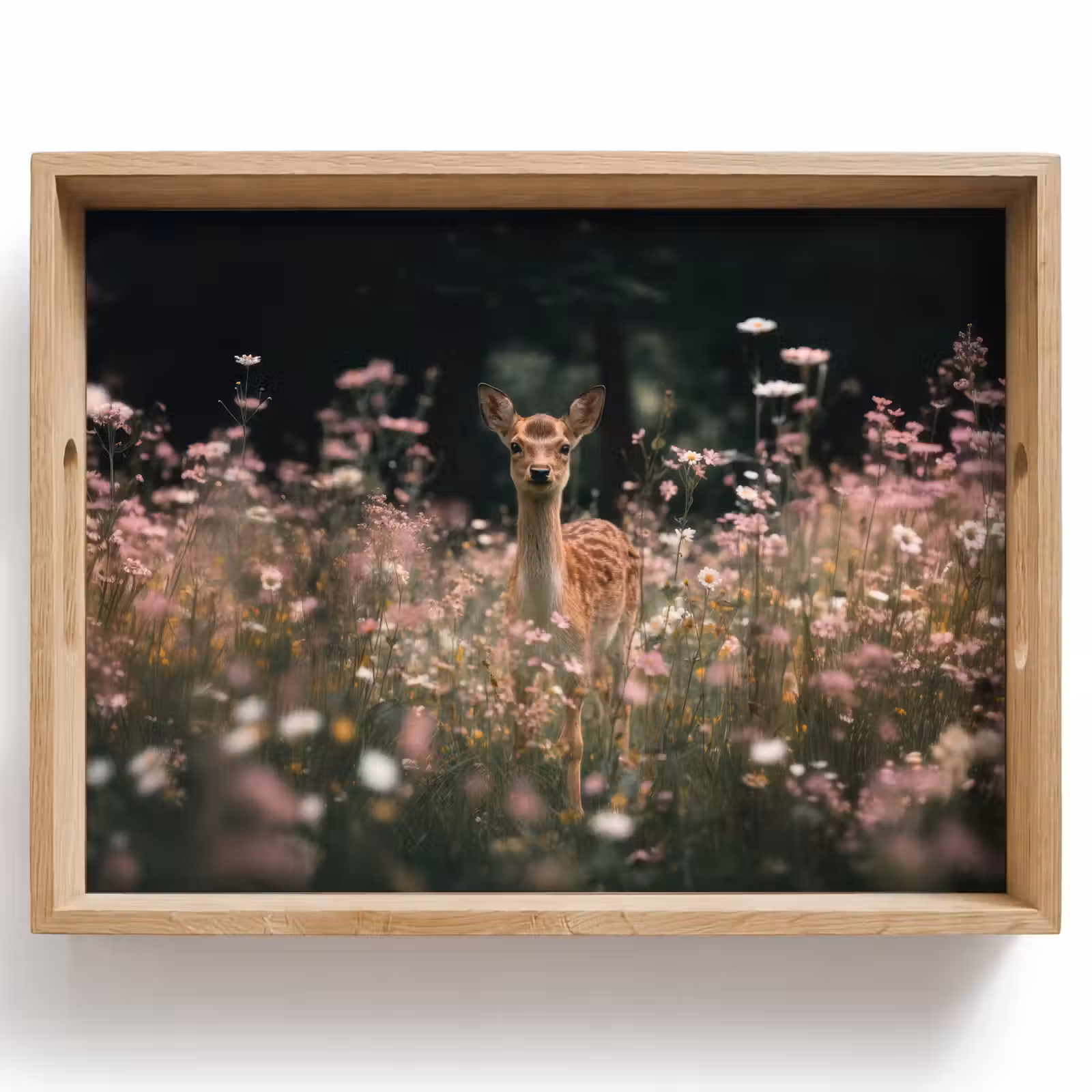 Tablett - Hirsche - Wildblumen - Wald — 1