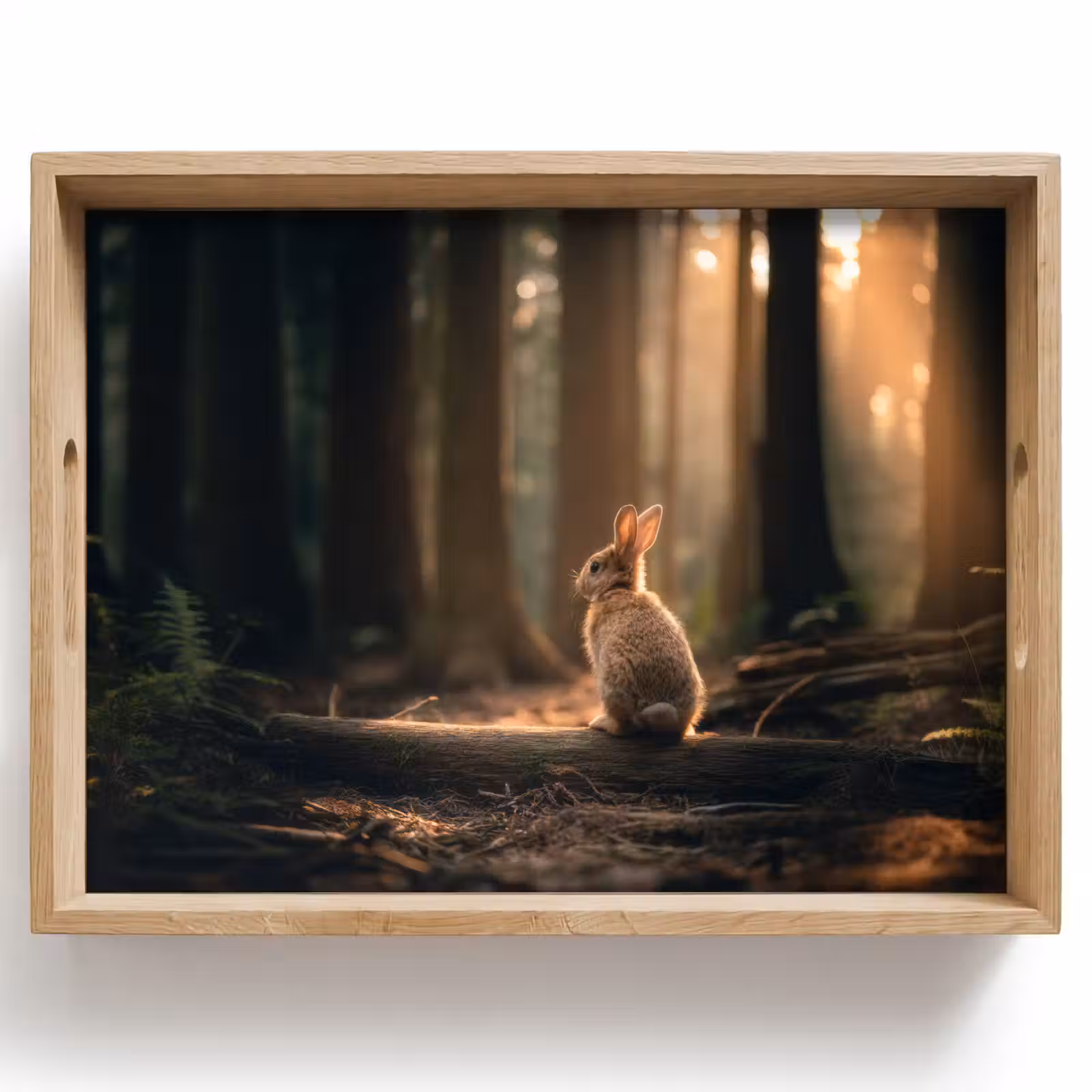 Tablett - Kaninchen - Wald - Sonnenstrahlen — 1