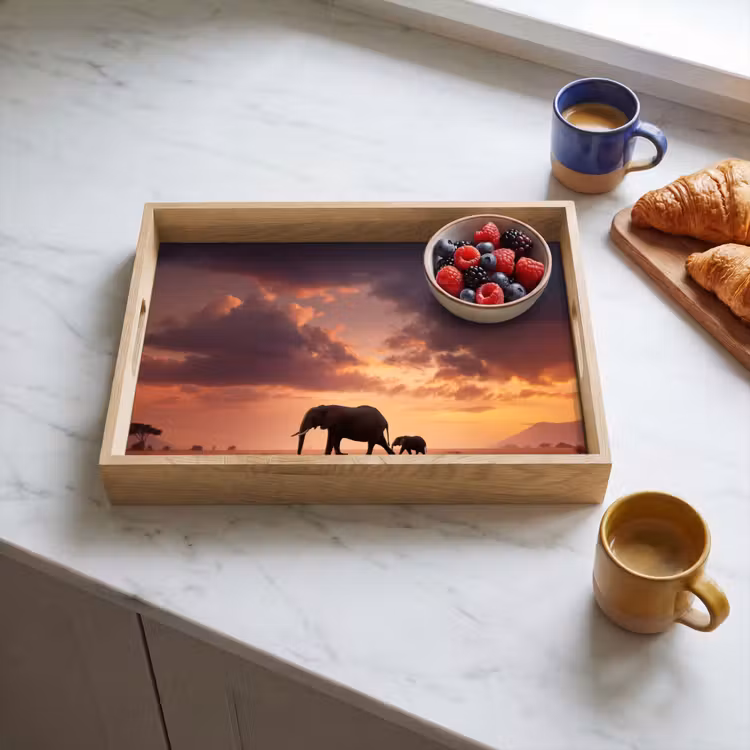 Tablett - Elefanten - Grasland - Sonnenuntergang — 3