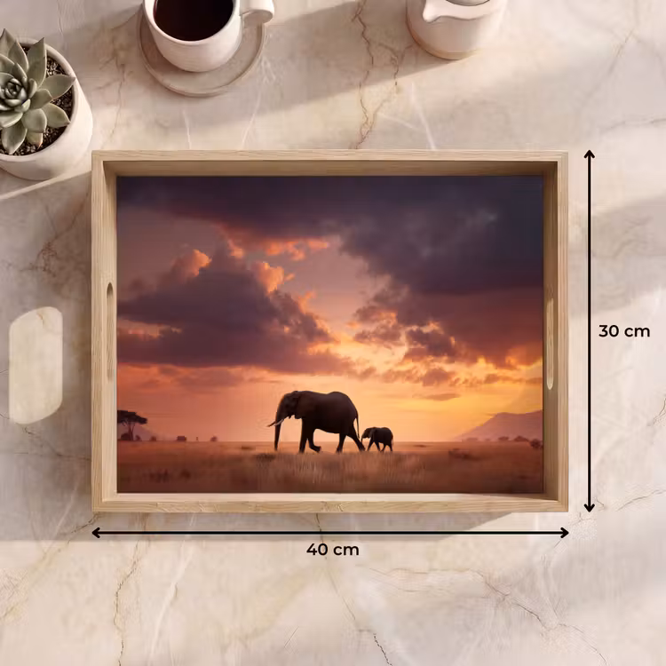 Tablett - Elefanten - Grasland - Sonnenuntergang — 7