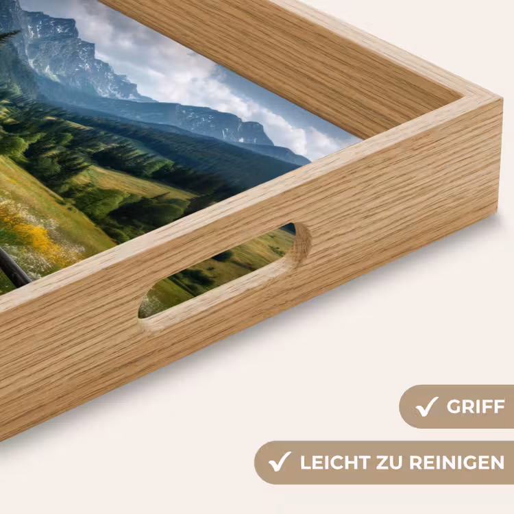Tablett - Feld - Zaun - Berge - Blumen — 8