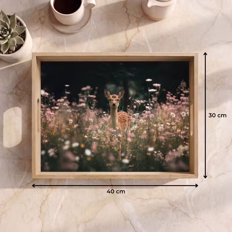 Tablett - Hirsche - Wildblumen - Wald — 7