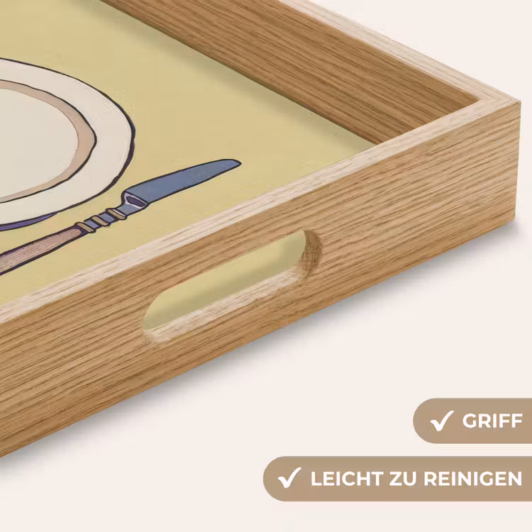 Tablett - Illustration - Teller - Besteck - Beige — 8
