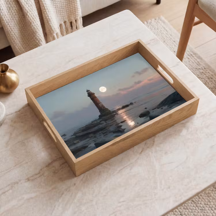 Tablett - Leuchtturm - Steine - Wasser - Mond — 2