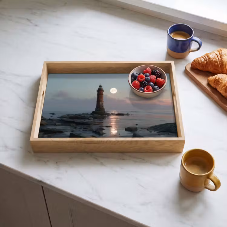 Tablett - Leuchtturm - Steine - Wasser - Mond — 3