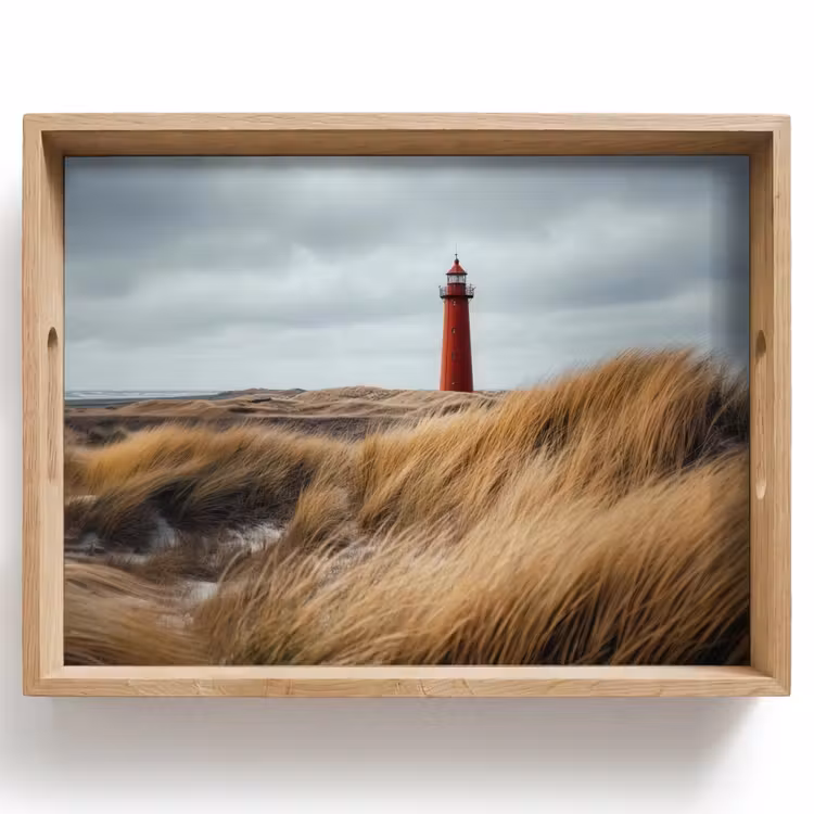 Tablett - Dünen - Leuchtturm - Rot - Himmel — 1
