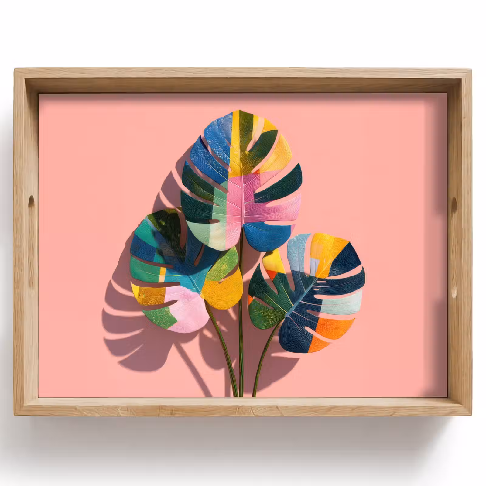Tablett - Blätter - Gemalt - Bunt — 1