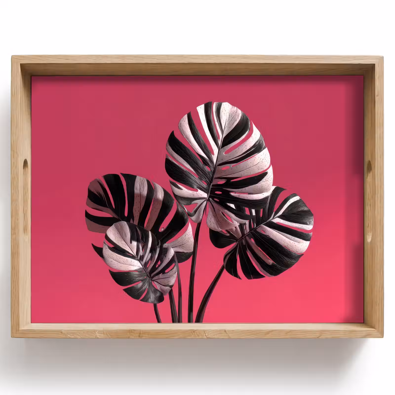 Tablett - Blätter - Rund - Rosa — 1