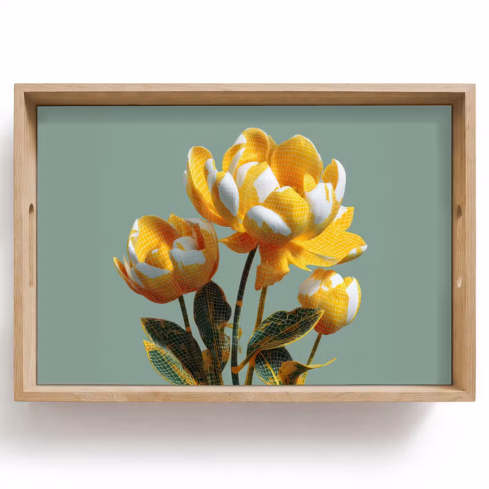 Tablett - Blumen - Gelb - Blätter - Struktur — 1