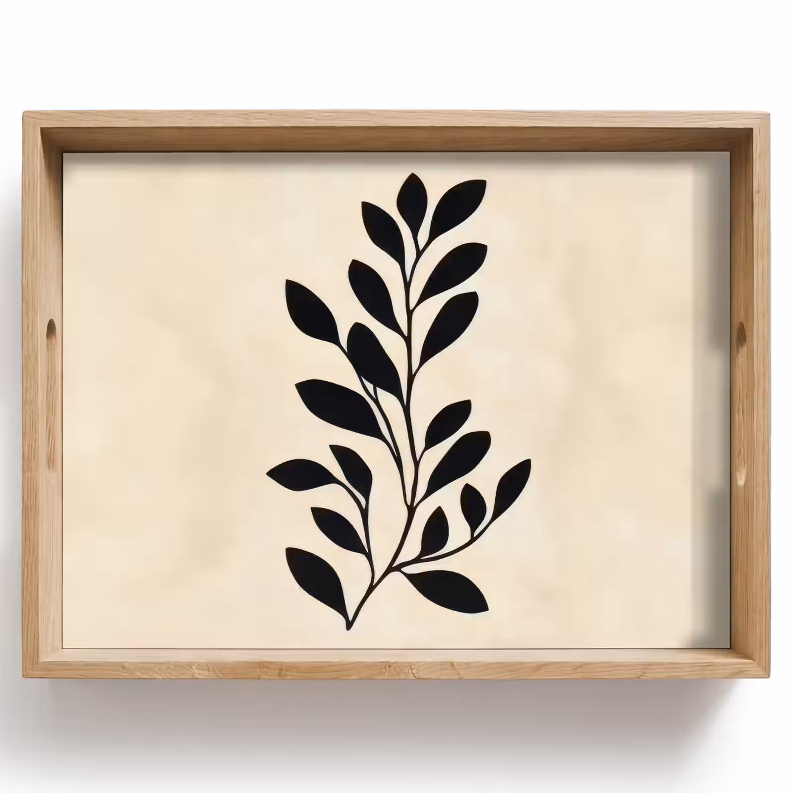 Tablett - Minimalistisch - Zweig - Blätter - Schwarz — 1