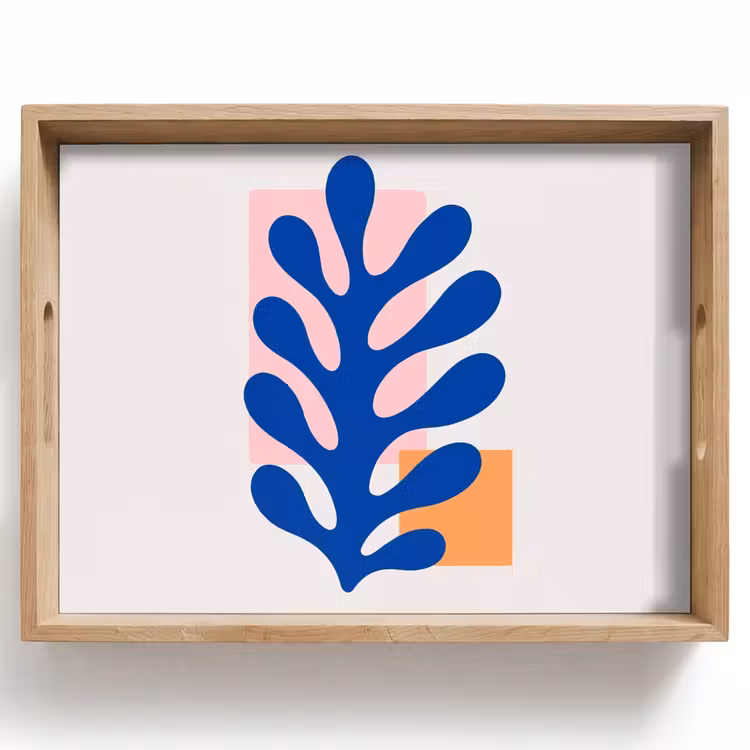 Tablett - Abstrakt - Blatt - Blau - Rechtecke — 1