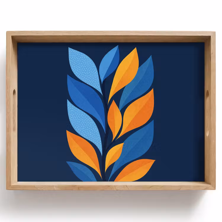 Tablett - Abstrakt - Blätter - Blau — 1