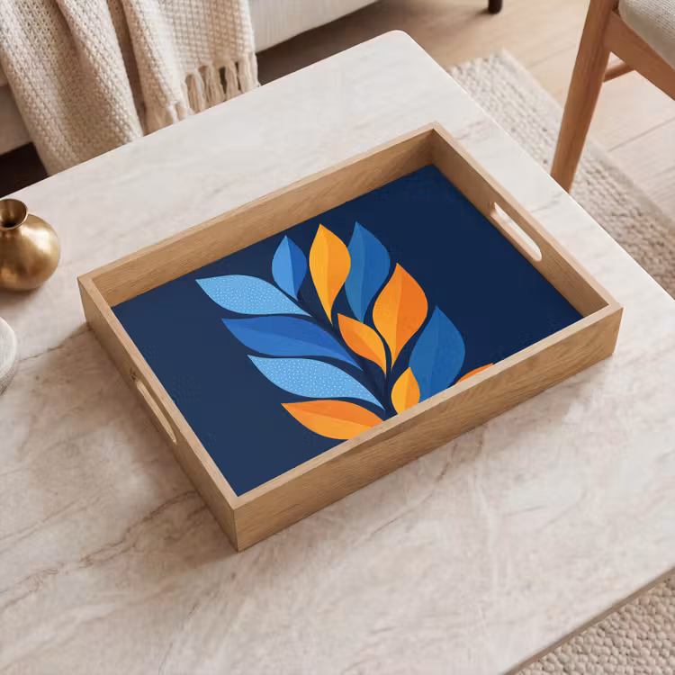 Tablett - Abstrakt - Blätter - Blau — 2