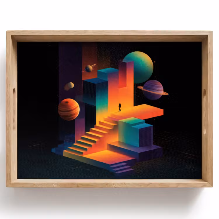 Tablett - Abstrakt - Treppe - Mensch - Planeten — 1
