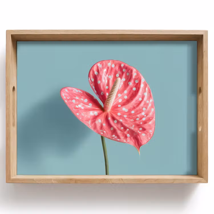 Tablett - Blatt - Anthurie - Punkte - Rosa — 1