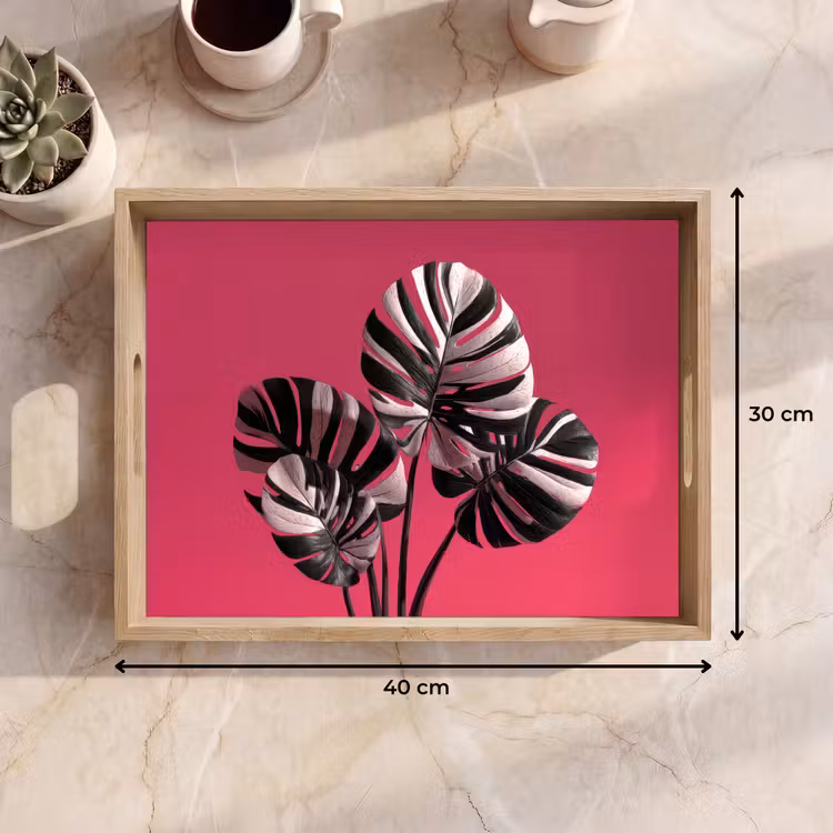 Tablett - Blätter - Rund - Rosa — 7