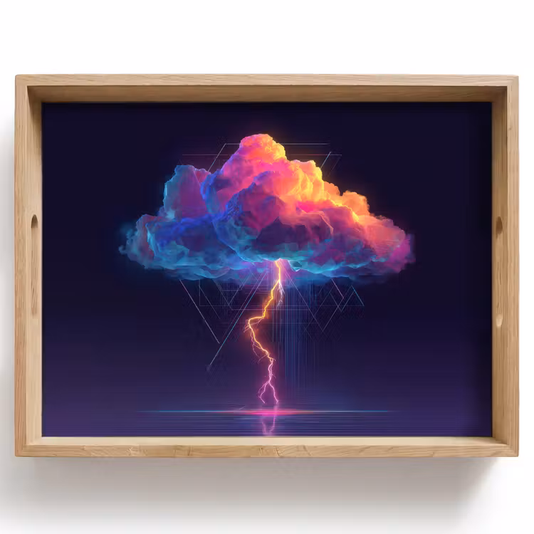Tablett - Gewitterwolke - Blitzschlag - Licht - Blau — 1
