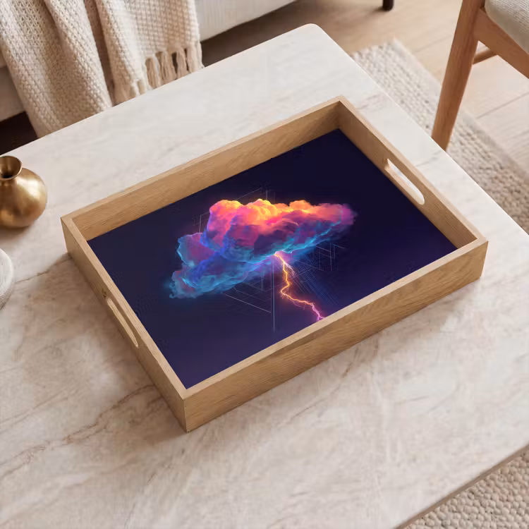Tablett - Gewitterwolke - Blitzschlag - Licht - Blau — 2
