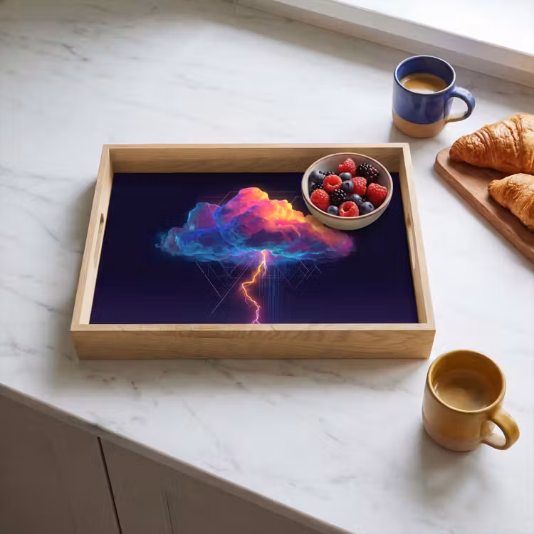 Tablett - Gewitterwolke - Blitzschlag - Licht - Blau — 3