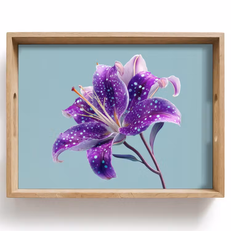 Tablett - Lilie - Blume - Lila - Tupfen — 1