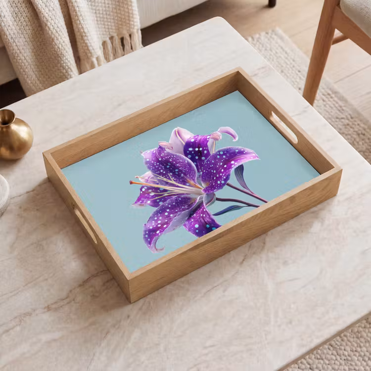 Tablett - Lilie - Blume - Lila - Tupfen — 2