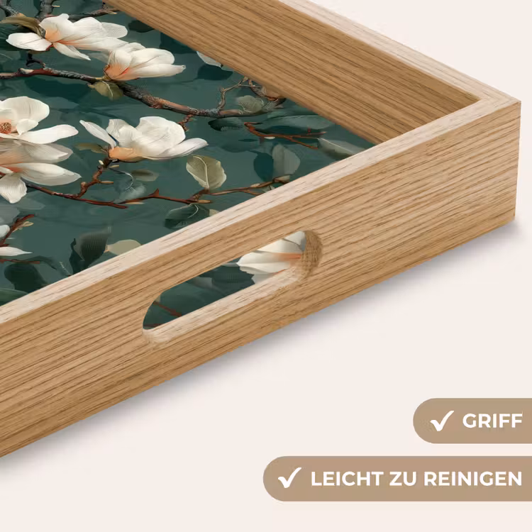 Tablett - Blumen - Zweige - Weiß - Klassisch — 8