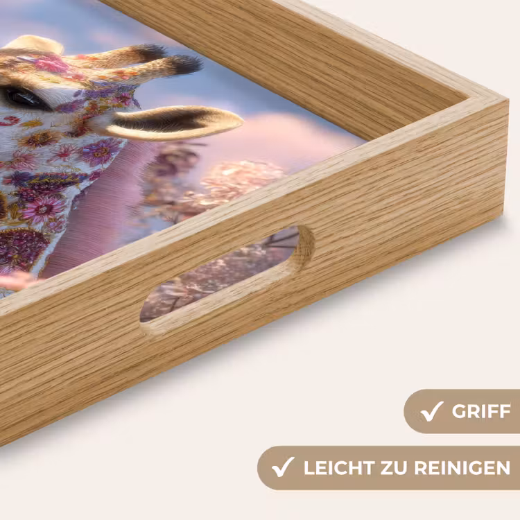 Tablett - Giraffe - Blumen - Rosa — 8