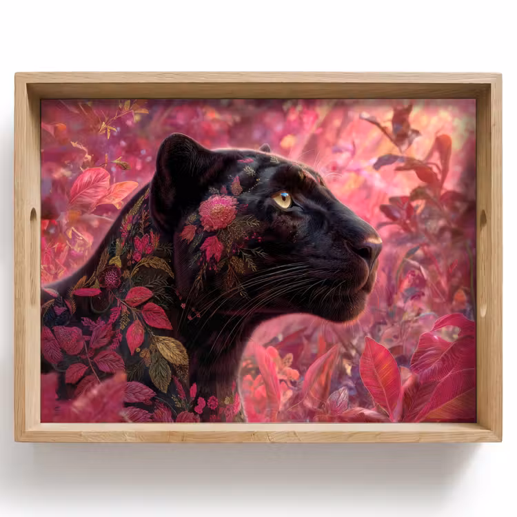 Tablett - Leopard - Blumen - Rosa — 1