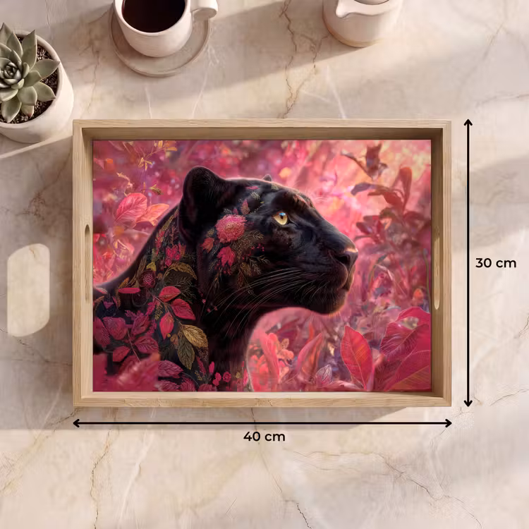 Tablett - Leopard - Blumen - Rosa — 7