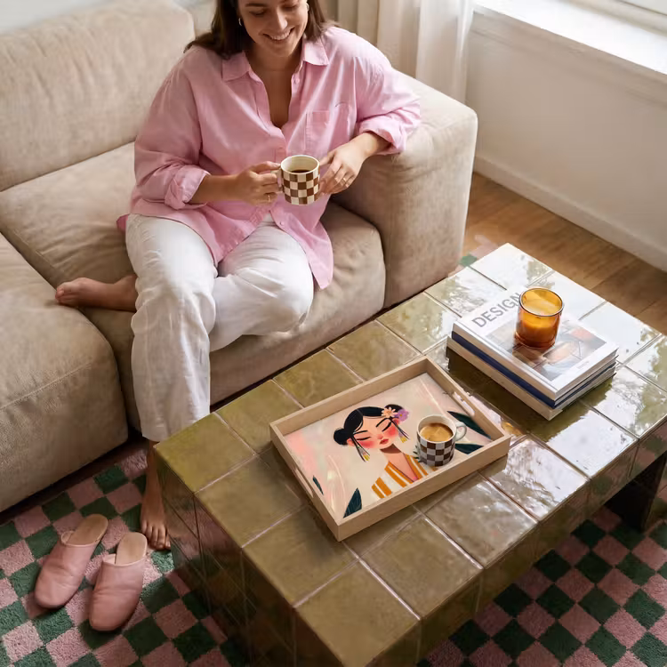 Tablett - Frau - Blumen - Pastell — 4
