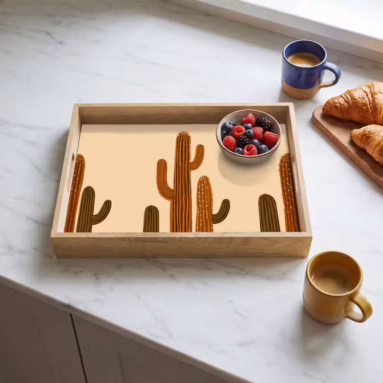 Tablett - Kaktus - Wüste - Sand - Braun — 3