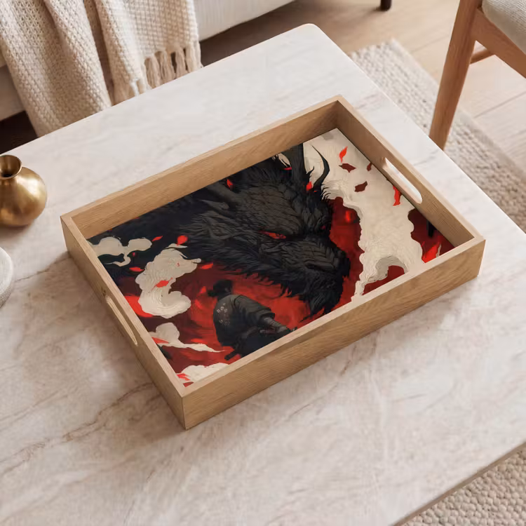 Tablett - Krieger - Drache - Schwarz - Rot - Rauch — 2