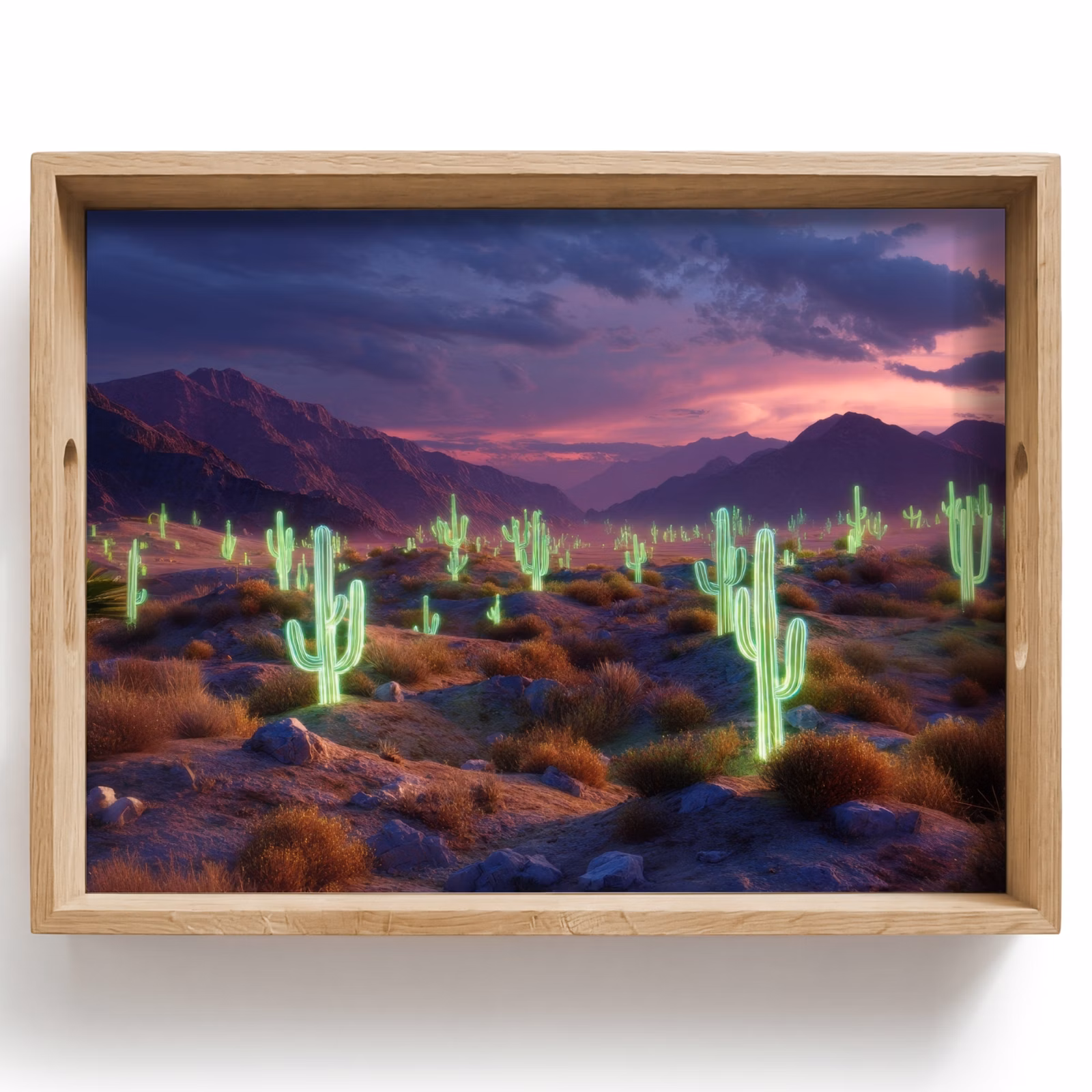 Tablett - Neon-Kakteen - Wüste - Sonnenuntergang — 1