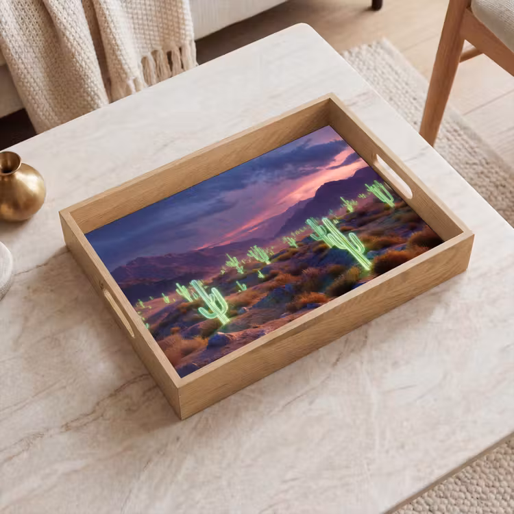 Tablett - Neon-Kakteen - Wüste - Sonnenuntergang — 2