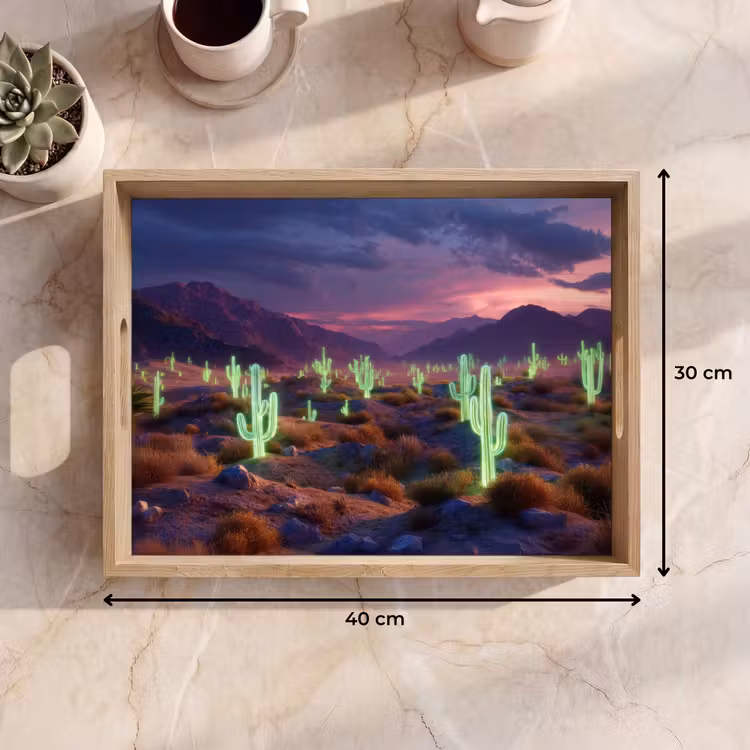 Tablett - Neon-Kakteen - Wüste - Sonnenuntergang — 7