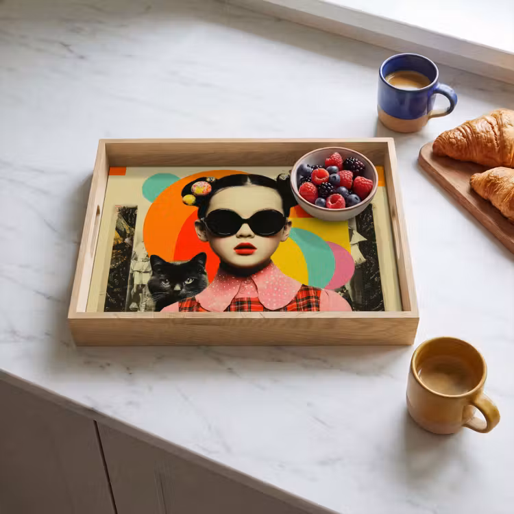 Tablett - Mädchen - Sonnenbrille - Katze - Retro — 3
