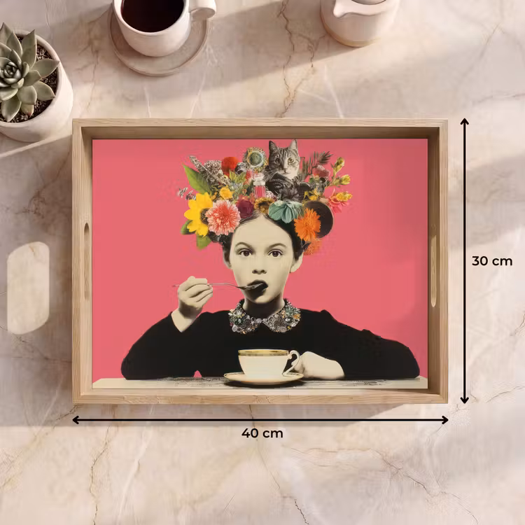 Tablett - Mädchen - Tasse - Blumen - Rosa — 7