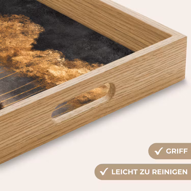 Tablett - Goldene Bäume in nebliger Landschaft — 8