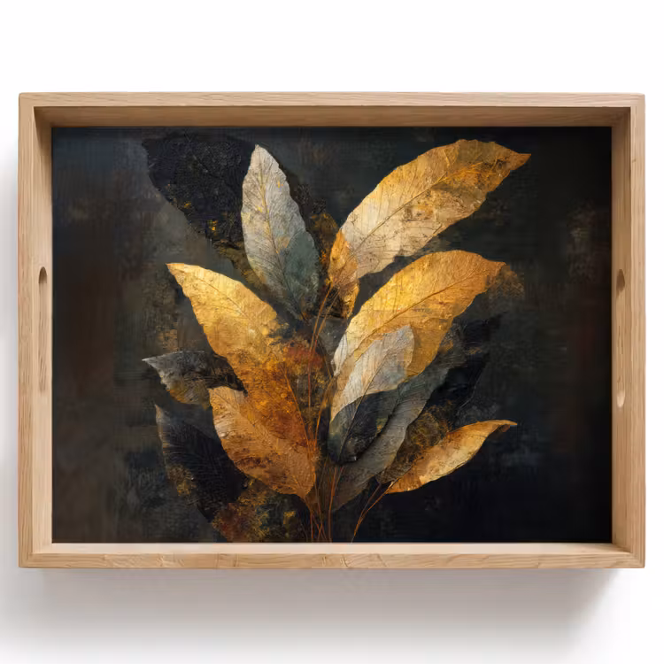 Tablett - Golden Leaf Komposition - Botanical Luxury — 1