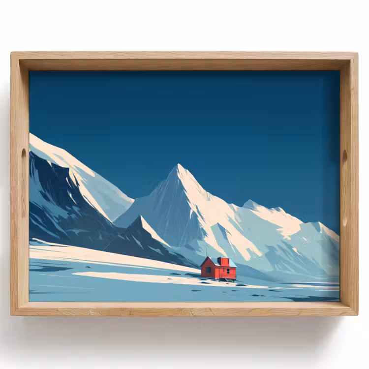 Tablett - Haus - Berglandschaft - Schnee — 1