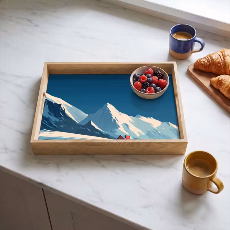 Tablett - Haus - Berglandschaft - Schnee — 3