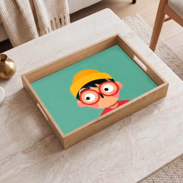 Tablett - Junge - Cartoon - Brille - Hut — 2