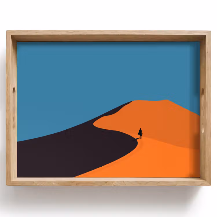 Tablett - Leuchtend orangefarbene Dünen - Schatten - leerer Himmel — 1